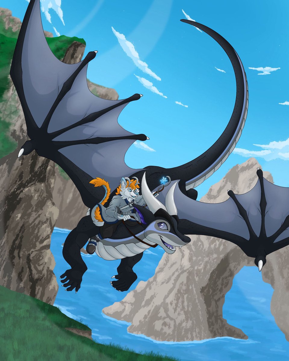 Lupe_Kord's tweet photo. Dragon and rider, for @Pawzut #furryart https://t.co/TUSxifcUFy
