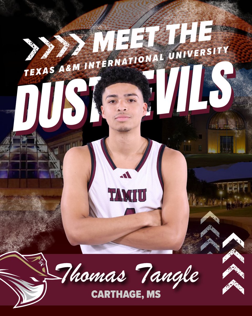 DustdevilMBB's tweet photo. Introducing 6’6 Forward from Carthage, MS Thomas Tangle! Thomas is from Cameron University and is in his first year with the Dustdevils. Outside of basketball Thomas enjoys reading his bible and talking to God, and spending time with the people he loves.#dustem #TeamFamilyBelieve https://t.co/Ixd3qKhMGw