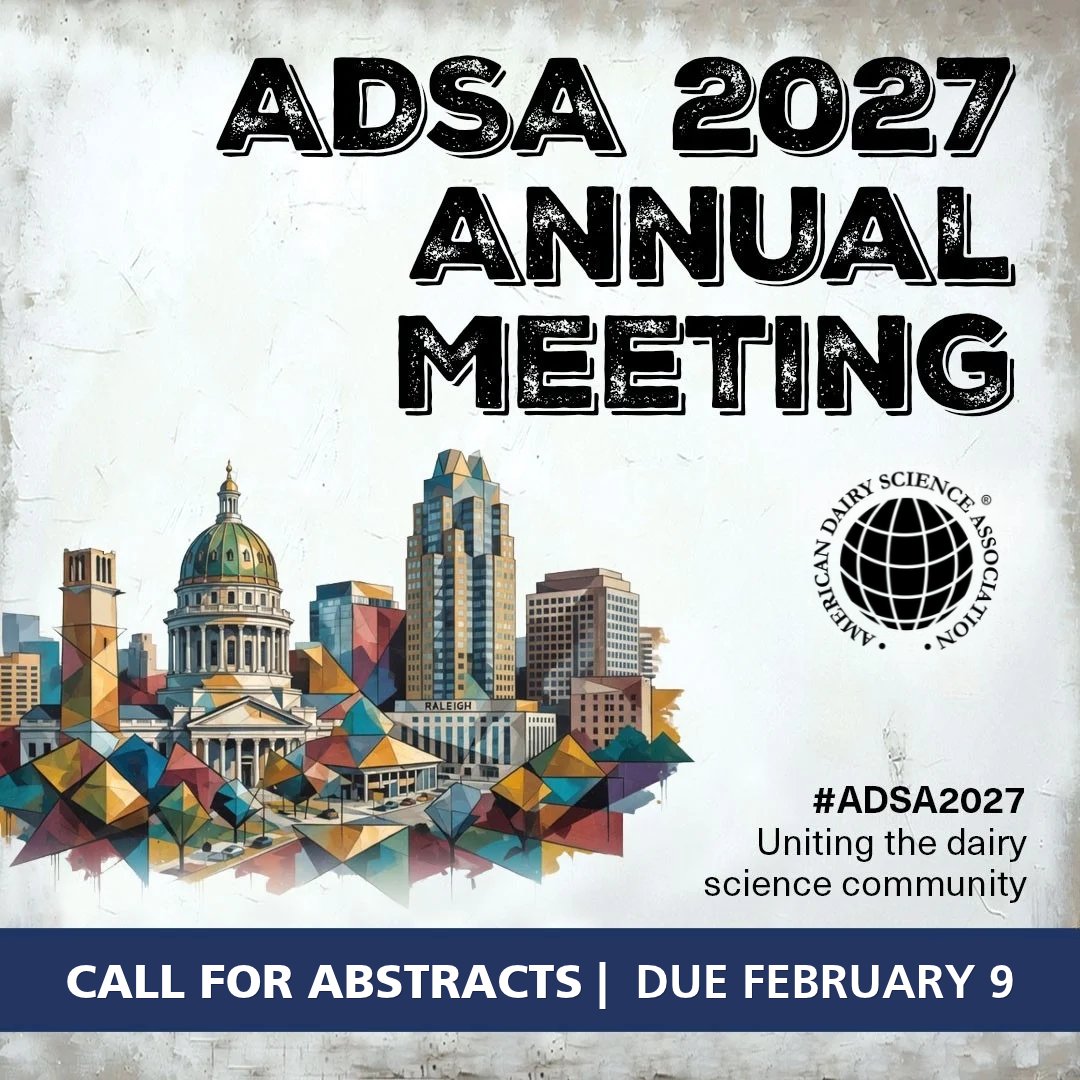 ADSAorg's tweet photo. ✨ The #ADSA2027 call for abstract submissions is open! ✨ We hope to see your work this June 27 to 30 in Raleigh, North Carolina! Submissions close on February 9, 2027. 

Save the date: https://t.co/OE3ypcaI2S
Learn more: https://t.co/RXobramsXR https://t.co/kLSnctOjIm