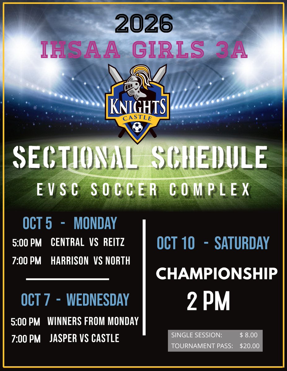 Castle_G_Soccer's tweet photo. Let's Go!! ๐๐
Come out and support our girls!!
#castleladyknights #soccersectionals #siactourney https://t.co/kGOJWHQwPf