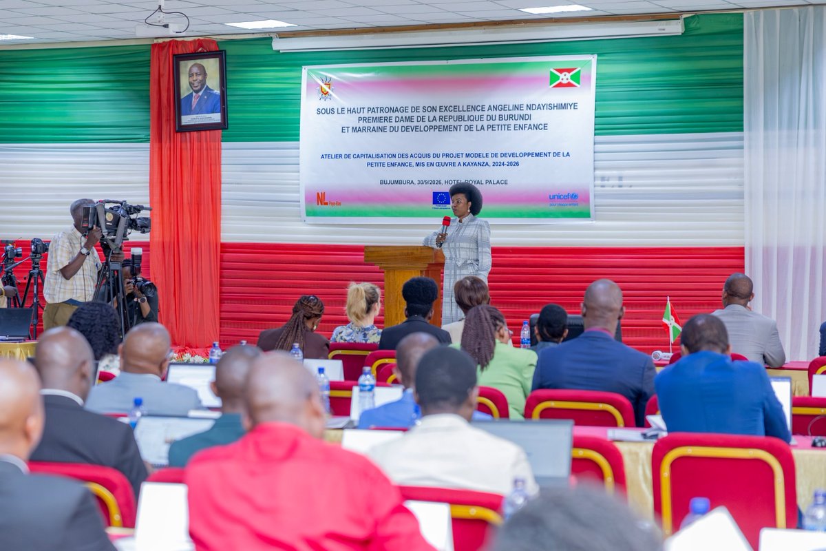 OPDD_Burundi's tweet photo. SE @Burundi1stLady a rehaussé de sa présence, ce 30.9.2026 à #Bujumbura l’Atelier National de Capitalisation des Acquis du Projet Modèle de Développement de la Petite Enfance de Kayanza, de partage d’expériences et de plaidoyer en faveur de la petite enfance au Burundi. https://t.co/IPtnUaLncj