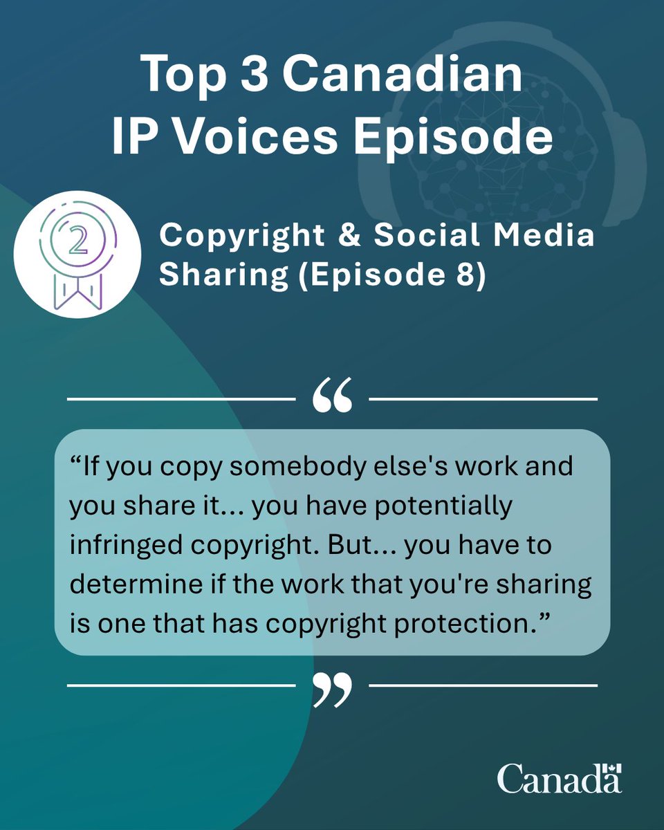 CIPO_Canada's tweet photo. From #AI and copyright to counterfeit products, Canadians tuned in to some fascinating IP conversations this year. 🎙

Check out the top 3 most-listened-to Canadian IP Voices episodes: https://t.co/E2eHXw5T20  

#InternationalPodcastDay https://t.co/llUXDmFIdr