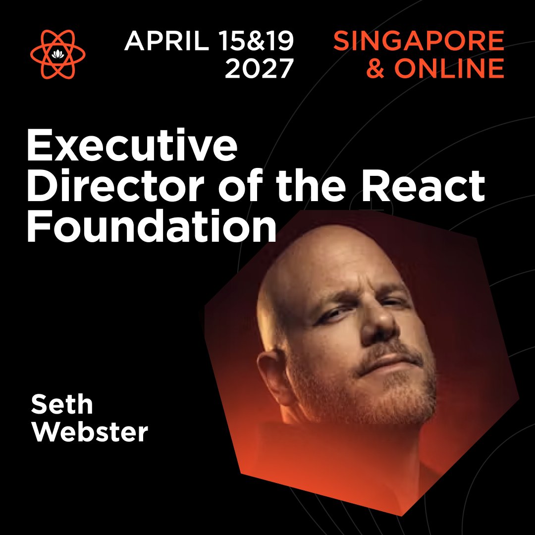 ReactSummit's tweet photo. 🥂 Cheers to @sethwebster, Executive Director of the React Foundation and Chief Developer Evangelist at @expo, joining React Summit Asia!

A hands-on builder of developer tooling.

April 15 &amp; 19, 2027, Singapore &amp; Online
Get your ticket: https://t.co/jOM18mYlgY https://t.co/CL3DpxNxpq