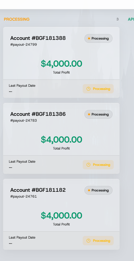 Screenshot linked from @KatNguyen1974's X post referencing three Tradeify payout requests totaling $12,000.