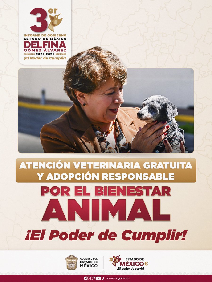 AmbienteEdomex's tweet photo. Acciones Tercer Informe de Gobierno, la Mtra. @delfinagomeza impulsa el bienestar animal, Con la atención veterinaria gratuita y la promoción de la adopción responsable. #ConElPoderDeCumplir, se garantiza la protección y el trato digno hacia los #SeresSintientes.
#MedioAmbiente https://t.co/aIyXmbIL4I