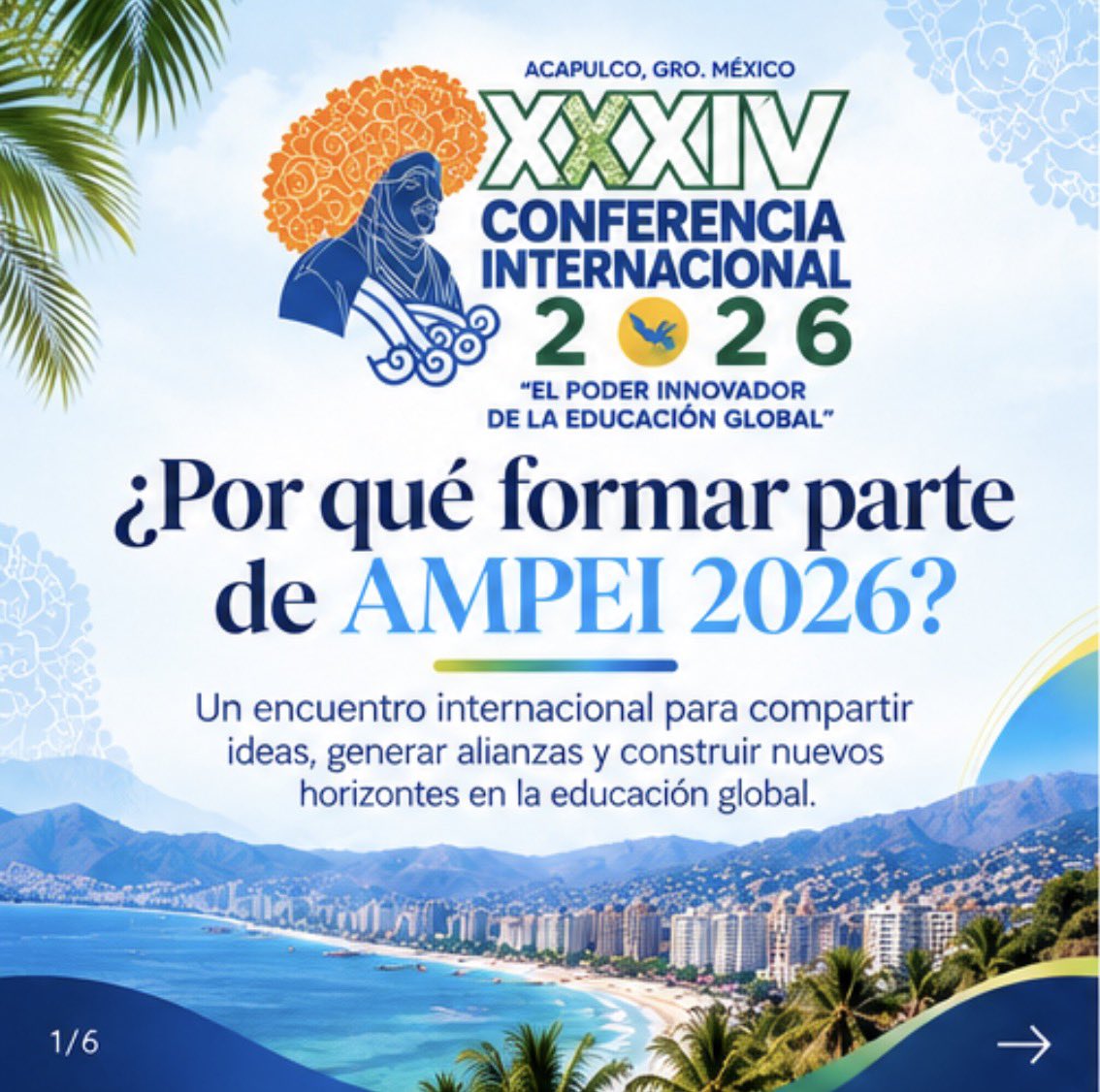 AMPEI1's tweet photo. 📣¡Octubre está a la vuelta de la esquina!

La comunidad de educación internacional se prepara para encontrarse en Acapulco.

Si aún no formas parte de AMPEI 2026, este es el momento de asegurar tu participación.

🔗 Consulta la información y regístrate: https://t.co/ZanotVsh8n https://t.co/gBp9TY16Ks