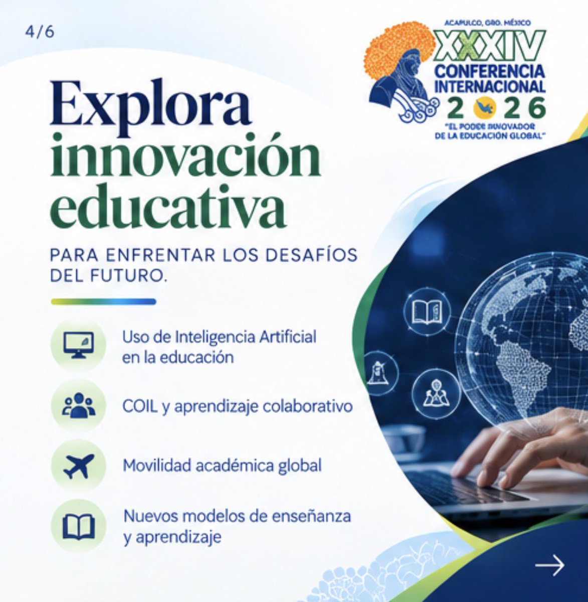 AMPEI1's tweet photo. 📣¡Octubre está a la vuelta de la esquina!

La comunidad de educación internacional se prepara para encontrarse en Acapulco.

Si aún no formas parte de AMPEI 2026, este es el momento de asegurar tu participación.

🔗 Consulta la información y regístrate: https://t.co/ZanotVsh8n https://t.co/gBp9TY16Ks