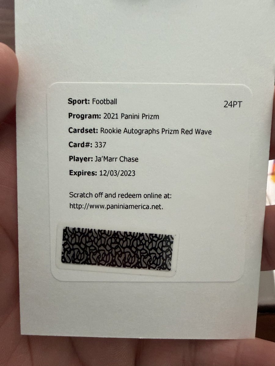 UpstateDad5's tweet photo. My friend bought his son a hobby box of 2021 panini prizm football. 1. They are DIEHARD bengals fans and 2. They’re even BIGGER @Real10jayy__ fans!!! His son pulls this redemption and immediately starts crying then gets pissed off that he realized he probably wont be able to redeem it. We have called panini TWICE and both people we spoke with are not trying to help even the slightest. So im coming to social media for help. Anybody have a connect at panini ? @PaniniAmerica can anyone else help us ? If we get this card in ill GLADLY post a picture of him holding it!! 

@CardPurchaser