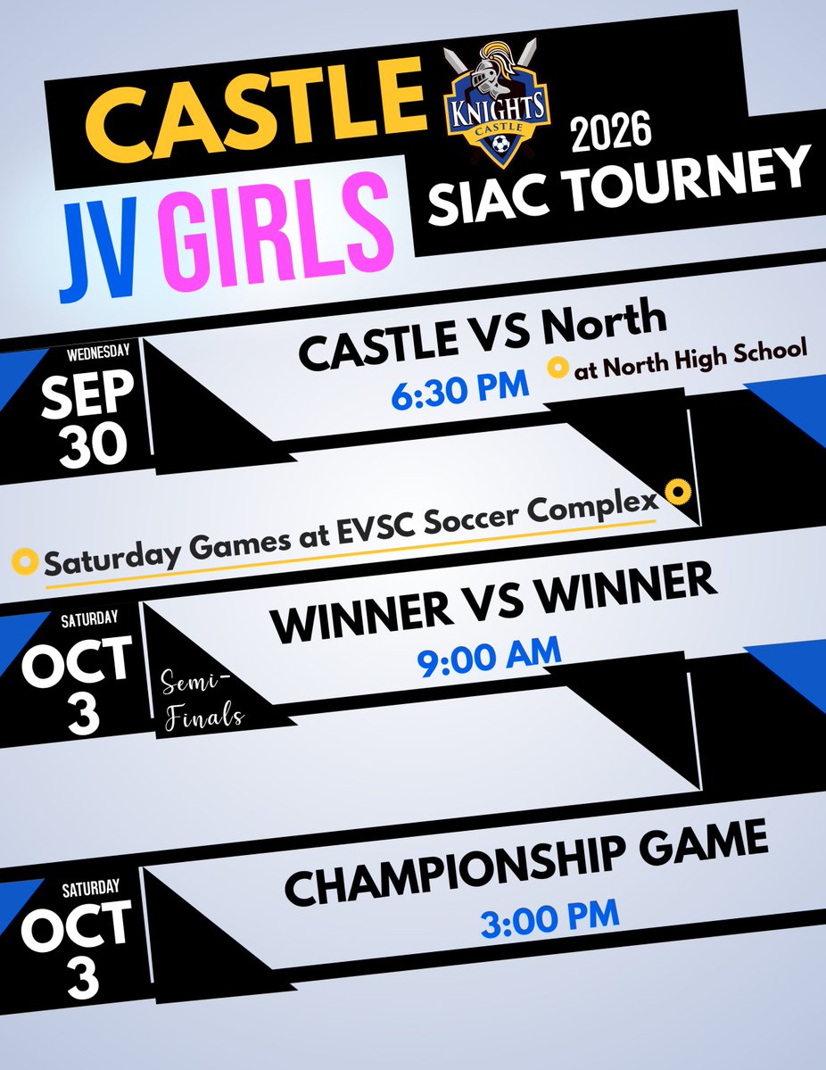 Castle_G_Soccer's tweet photo. Let's Go!! ๐๐
Come out and support our girls!!
#castleladyknights #soccersectionals #siactourney https://t.co/kGOJWHQwPf