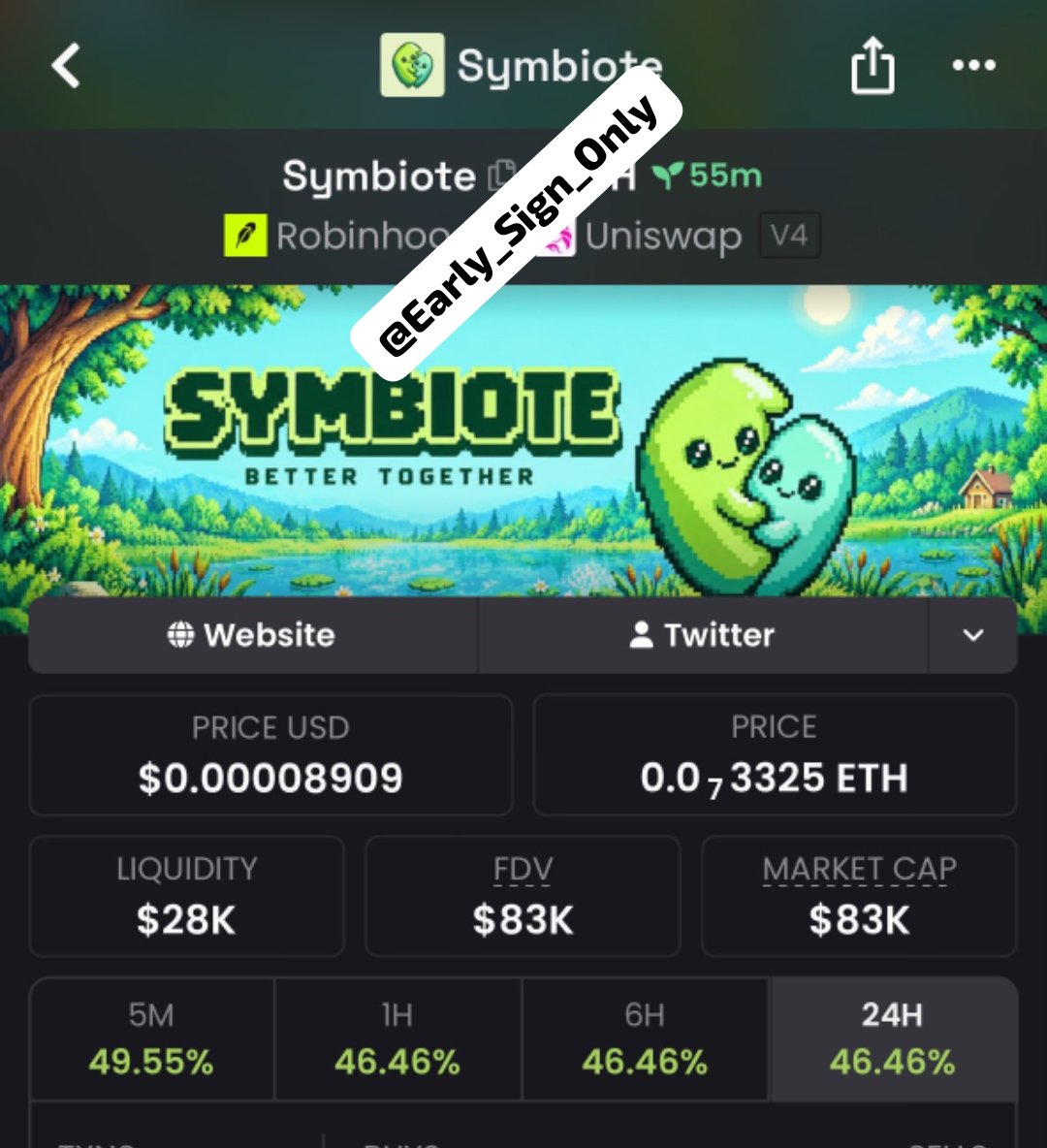 Early_Sign_Only's tweet photo. $Symbiote was  called at $7.9K mcap in my private group — now around $83K! 📈A massive move from the level we spotted it. 🔥 More setups are coming as the market keeps moving. Hit Follow me + join my TG group &amp; Discord 

CA 0x0F710E84759491e87C522728E8c5c04Aa02B8A21 https://t.co/KKhe7fb9ty