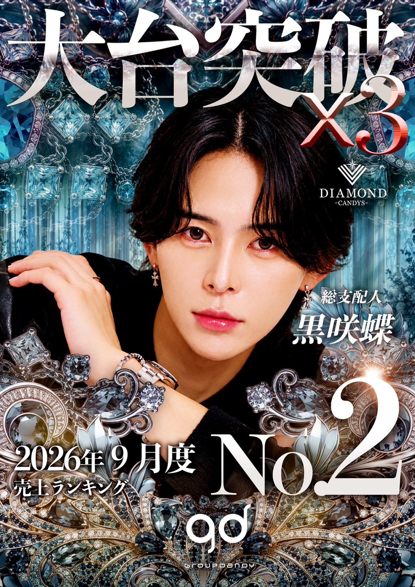 diamondbycandys's tweet photo. #CANDYSDIAMOND

2026年9月度売上ランキング🏆

No.2🏆🌟
大台突破　×3💎

 【黒咲蝶　総支配人】💎✨
@ageha_black77 

___________________

📸Instagram
↓↓↓↓↓↓↓↓
https://t.co/0qmNww6xYl

🎵TikTok
↓↓↓↓↓↓↓
https://t.co/4y6QLnPDXN

@groupdandy https://t.co/vafar5mWcp