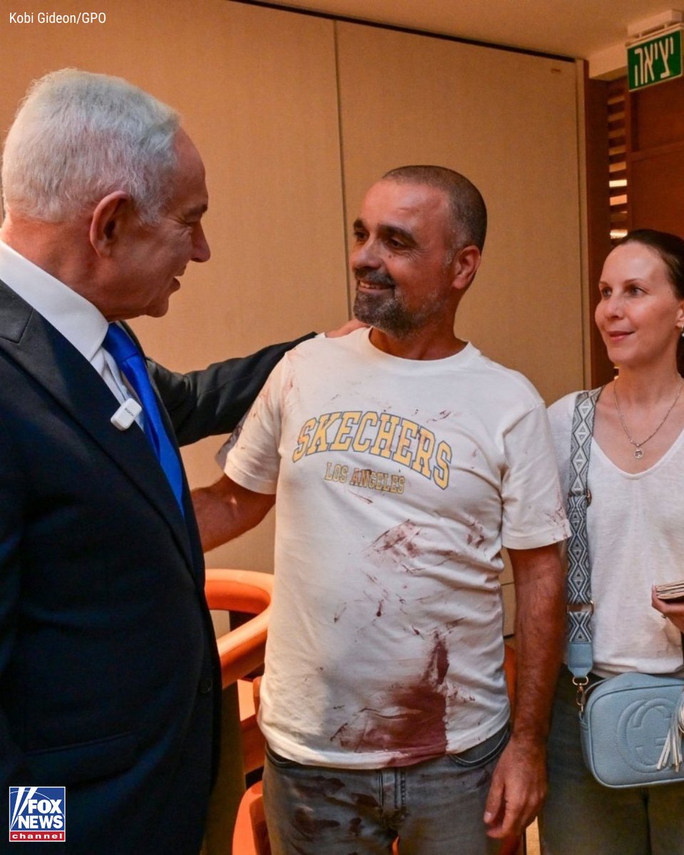 FoxNews's tweet photo. NEW: Netanyahu comes face to face with Yaniv, one of the Flydubai passengers who sprang into action as the plane plunged.

Netanyahu says Yaniv broke into the cockpit with a crew member and helped overpower a pilot who had stabbed the other pilot and apparently tried to crash the aircraft.

New photos now capture the two meeting in Israel after the passengers made it safely home.