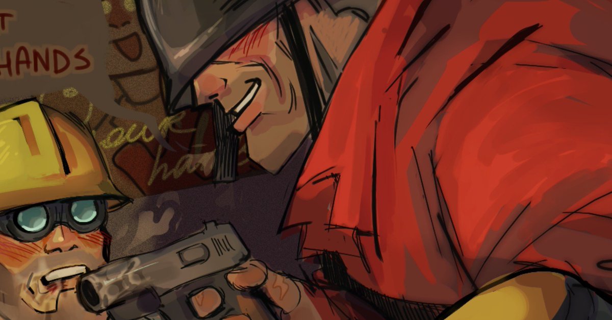 crowlline0's tweet photo. yay soldier yay engie yay helmetparty 
tomorrow full 🙂‍↕️ + small posters that I drew for the background
#tf2 https://t.co/pncUKHoLYp