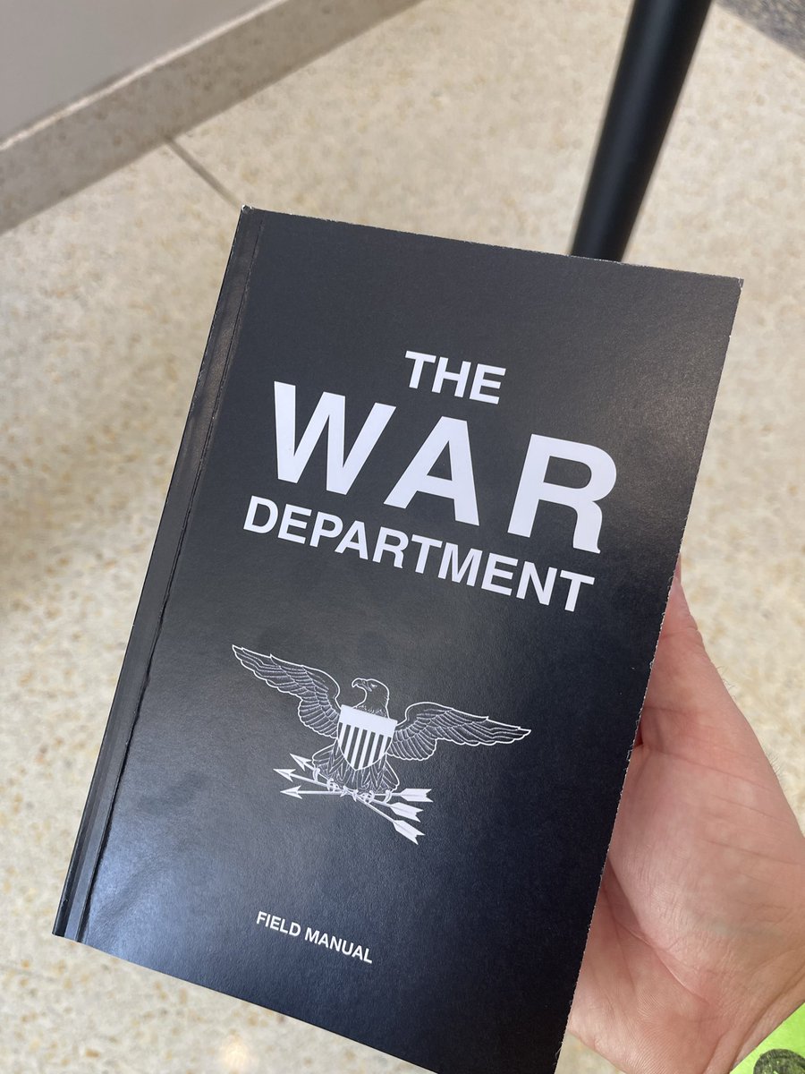 StevenBeynon's tweet photo. Hegseth issued a 144-page book to the 600 troops attending his speech today, it's a compilation of some of his speeches. It includes a forward from Trump saying, "I will not ask you to fight dumb wars." https://t.co/nK36aRoha5