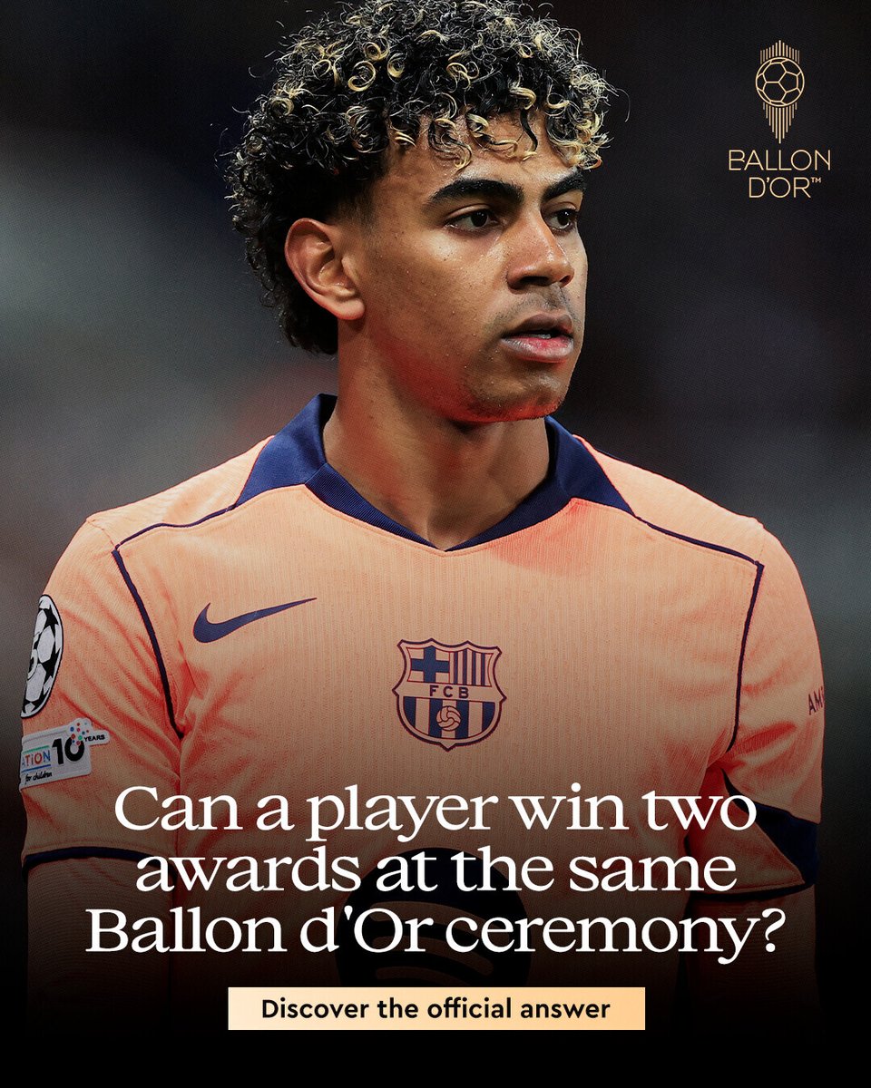 ballondor's tweet photo. Can a player win two trophies at the same Ballon d'Or ceremony? 🤔

What happens with nominees in two categories?

Here is the official answer ➡️https://t.co/2VLGrooESR

#ballondor https://t.co/W9Lf7oCVUY