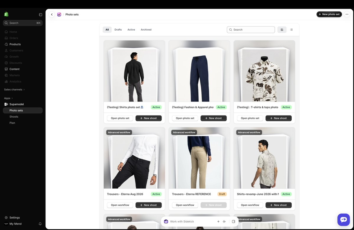 yesssdesign's tweet photo. Love how #Supamodel (AI product photoshoots at scale) looks in the new #Shopify #Polaris visual language https://t.co/s6Th1yHMjI