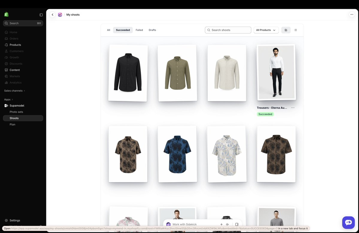 yesssdesign's tweet photo. Love how #Supamodel (AI product photoshoots at scale) looks in the new #Shopify #Polaris visual language https://t.co/s6Th1yHMjI