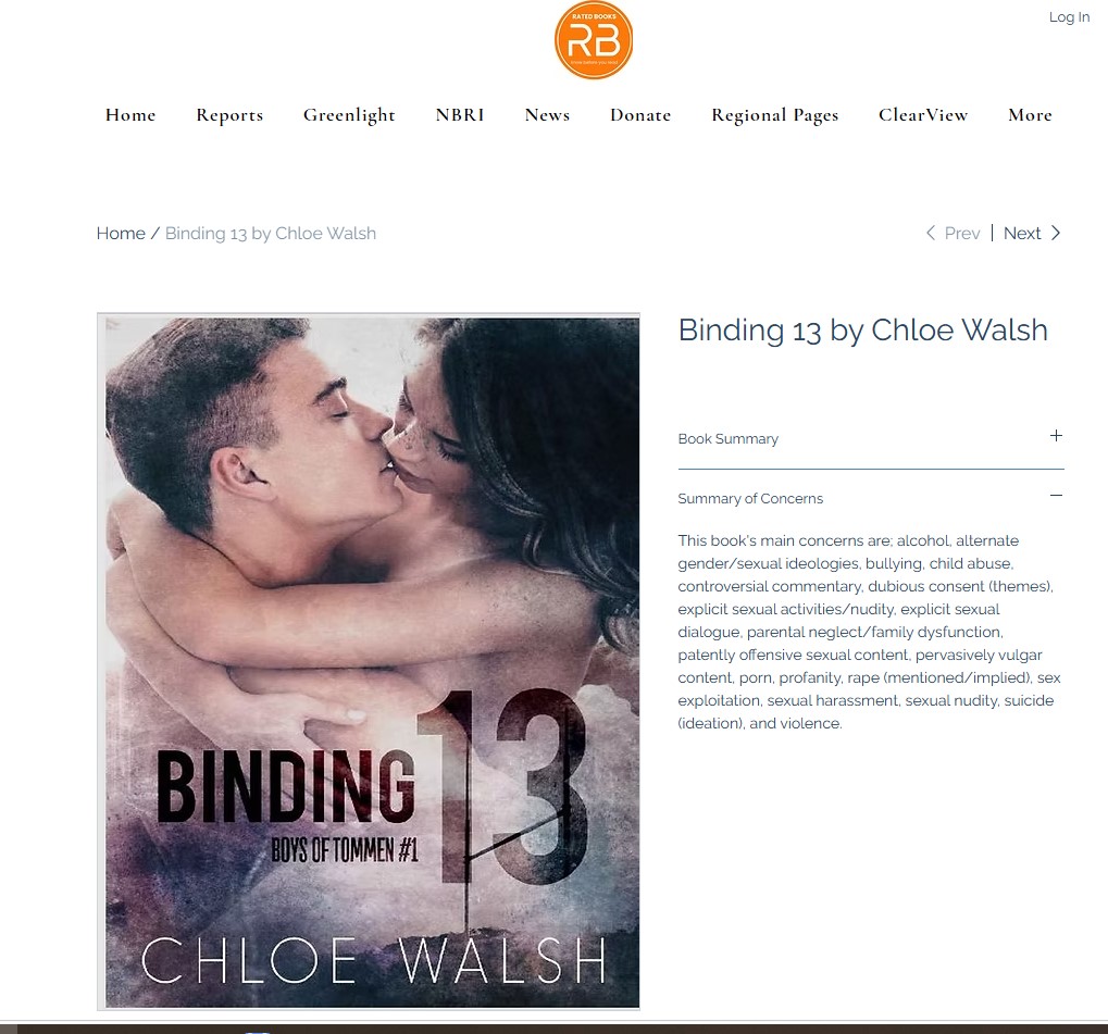 marylibrarymi's tweet photo. Binding 13 by Chloe Walsh
Found in Michigan high school libraries and possibly the classrooms.
Rated 4/5 (Adults Only)
Book Rating Review: https://t.co/AXCkBPZpgM
@OccupyLibraries @DaveBondyTV @protect_txchild https://t.co/1vEWBFIdI2