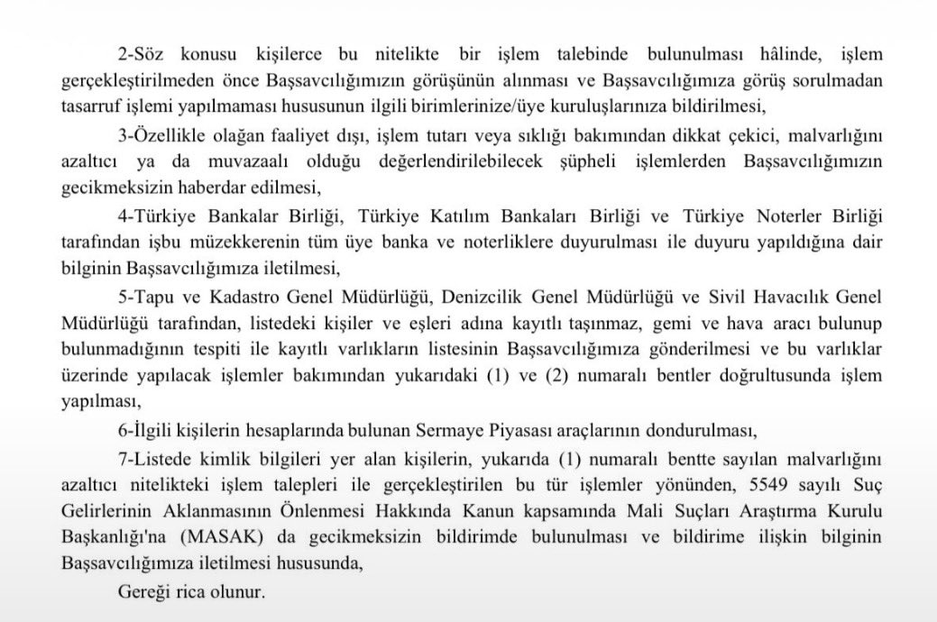 uzunyigit's tweet photo. Liste bomba.

Borsa İstanbul'da (BİST) fonlar üzerinden hisselerin yapay şekilde 100 katına kadar çıkarıldığı iddiasıyla başlatılan dev manipülasyon soruşturmasında harekete geçildi. SPK kararıyla 131 fonun TEFAS'ta alım-satımı durdurulurken, şüpheliler ile ailelerinin malvarlıklarına yönelik devir ve satış yasağı getirilmesi istendi. 

Ayrıca ilgili kişilerin sermaye piyasası araçlarının dondurulmasına ve malvarlığını azaltıcı şüpheli işlemlerin gecikmeksizin MASAK'a bildirilmesine karar verildi.