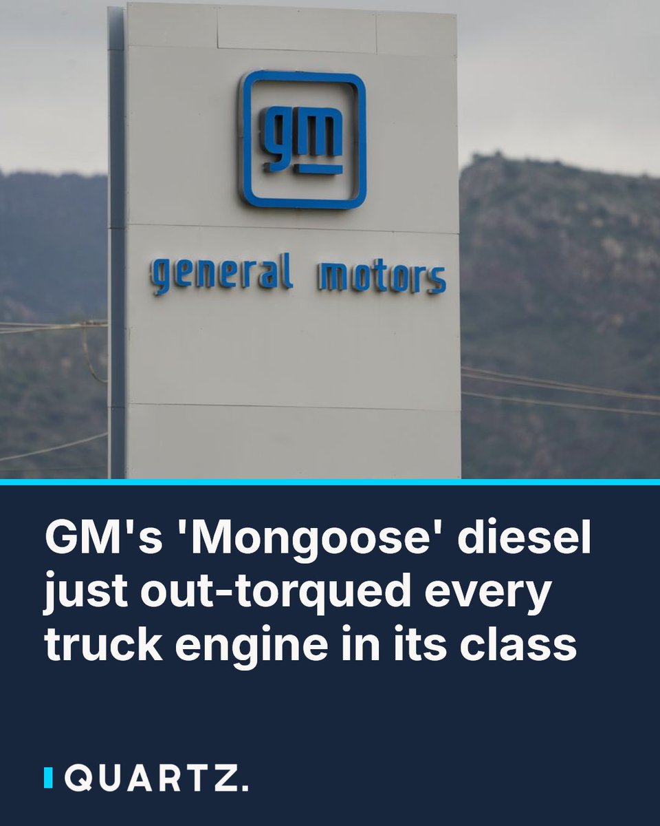 qz's tweet photo. GM's 'Mongoose' diesel just out-torqued every truck engine in its class
GM's refreshed 2027 Silverado HD and Sierra HD arrive with a new 8.3-liter Duramax V8 producing 555 hp and 1,230 lb-ft of torque — enough to eclipse both Ford's Pow
#Silverado #DuramaxDiesel #MongooseEngine https://t.co/SjLsgxxUQf