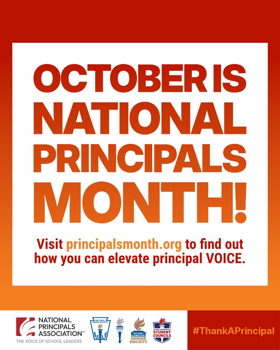 MIEducator's tweet photo. October is National Principals Month! Huge thanks to the principals who lead with dedication, inspire our school communities, and help every student thrive. Join us in showing appreciation and take a moment to #ThankAPrincipal! More ways to celebrate: https://t.co/f45RqLPRc9 https://t.co/MyXA1T3QdW