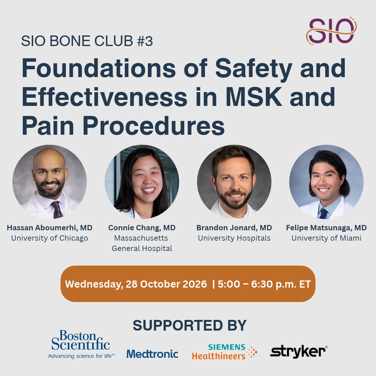 SIO_Central's tweet photo. Keep the learning going with #SIOBoneClub!
🦴Oct. 7: Using Neuromonitoring to Avoid Complications in MSK and Pain Procedures
🦴Oct. 28: Foundations of Safety and Effectiveness in MSK and Pain Procedures
Register: https://t.co/Vdwf74ufcW https://t.co/Qhz2YQgRyS