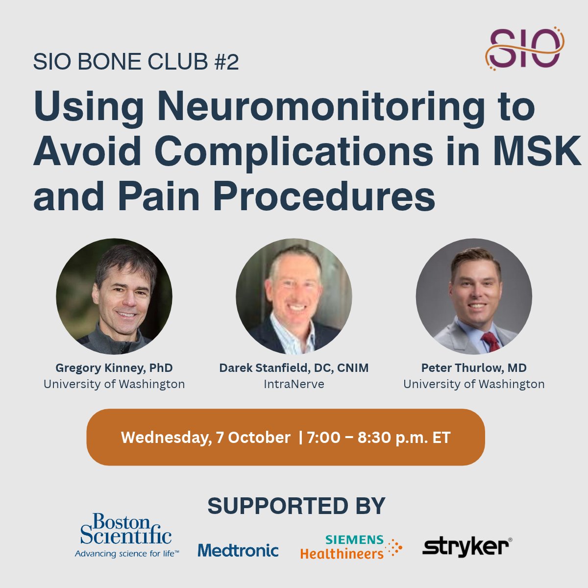 SIO_Central's tweet photo. Keep the learning going with #SIOBoneClub!
🦴Oct. 7: Using Neuromonitoring to Avoid Complications in MSK and Pain Procedures
🦴Oct. 28: Foundations of Safety and Effectiveness in MSK and Pain Procedures
Register: https://t.co/Vdwf74ufcW https://t.co/Qhz2YQgRyS