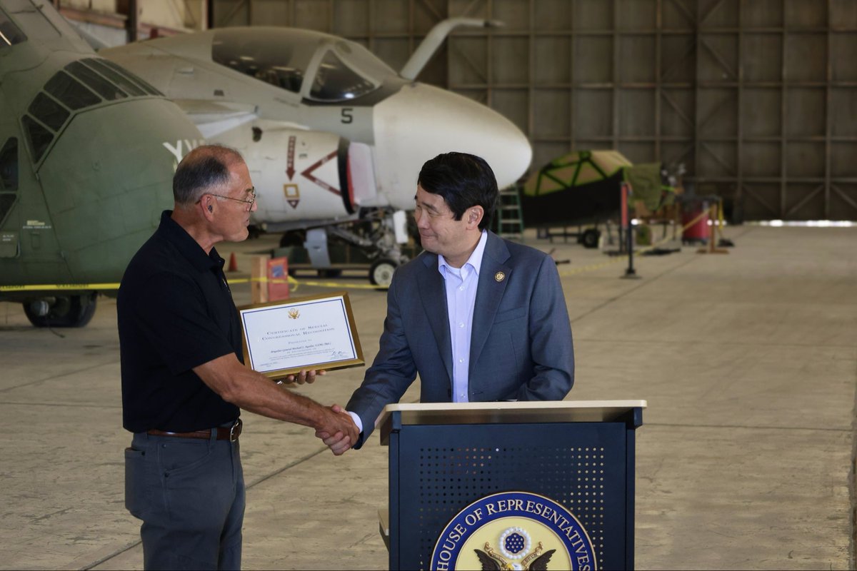 CongressMin's tweet photo. In honor of Hispanic Heritage Month, I had the privilege of recognizing retired Brigadier General Michael J. Aguilar for his extraordinary service to our country.

Over a 30-year career in the United States Marine Corps, General Aguilar made history as the first American of Mexican descent to attain the rank of general officer in the Marine Corps. Today, he continues his commitment to service as President of the Flying Leatherneck Historical Foundation, helping preserve the history and legacy of Marine Corps aviation.

I had the pleasure of touring the Flying Leatherneck Museum with General Aguilar this summer, and it was an honor to return and present him with a Congressional Certificate of Recognition celebrating his trailblazing career of service, leadership, and opening doors for the generations that follow. 

https://t.co/SAcHhe1MZU