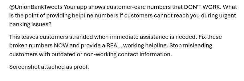 batpateeki's tweet photo. dear @UnionBankTweets What is the point of helplines if customers cannot reach you during an urgent issue? see those two photos. 

 @RBI @DFS_India @FinMinIndia @jagograhakjago @nch1915 @mygovindia https://t.co/zaQBgrwCnf