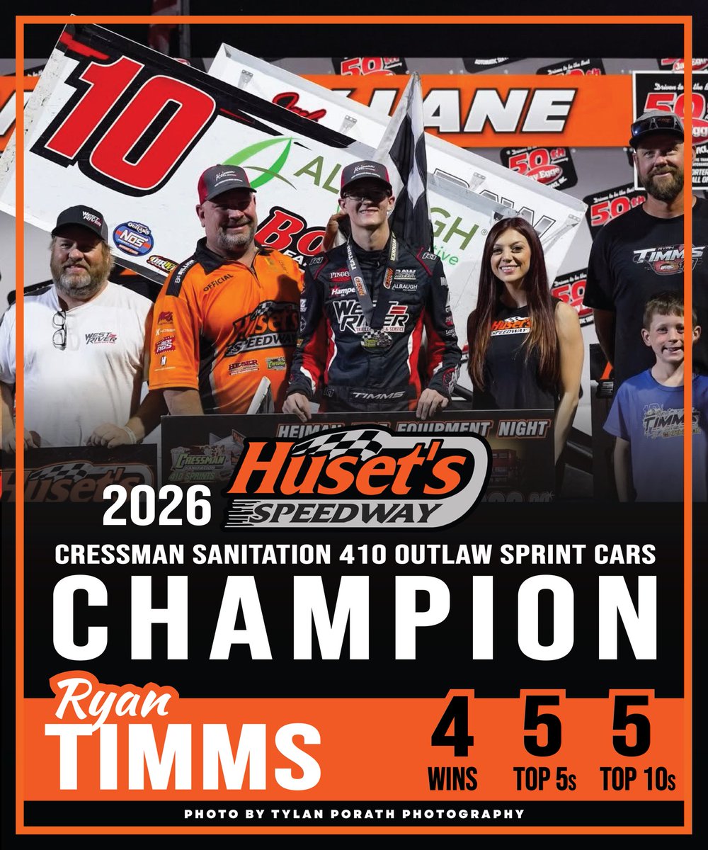 HusetsSpeedway's tweet photo. Congratulations to the @HusetsSpeedway track champions this season! 

* Cressman Sanitation 410 Outlaw Sprint Cars — @FlyinRyanTimms 
* Heser Auto &amp; Detailing RaceSaver Sprint Car Series — Lee Goos Jr. 
* Nordstrom’s Automotive Late Model Street Stocks — Craig Hanisch https://t.co/34CcudpJ8c
