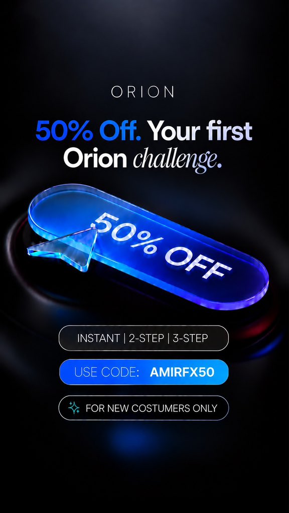 Ameer_Trader's tweet photo. 🚨 $50K GIVEAWAY IS LIVE! 🚨

I’m excited to announce a special giveaway in partnership with @orionfundedcom! 🚀

🎁 $50K GIVEAWAY
5 × $10K accounts up for grabs!

How to enter:

✅ Follow @OrionAffiliates 
✅ Follow @Orionfundedcom 
✅ Follow @Ameer_Trader 

🔥 50% OFF for new users
🎟️ Code: AMIRFX

More giveaway details coming soon.

Don’t miss this opportunity. Good luck everyone! 🚀🔥

Winners will be announce soon ⏰