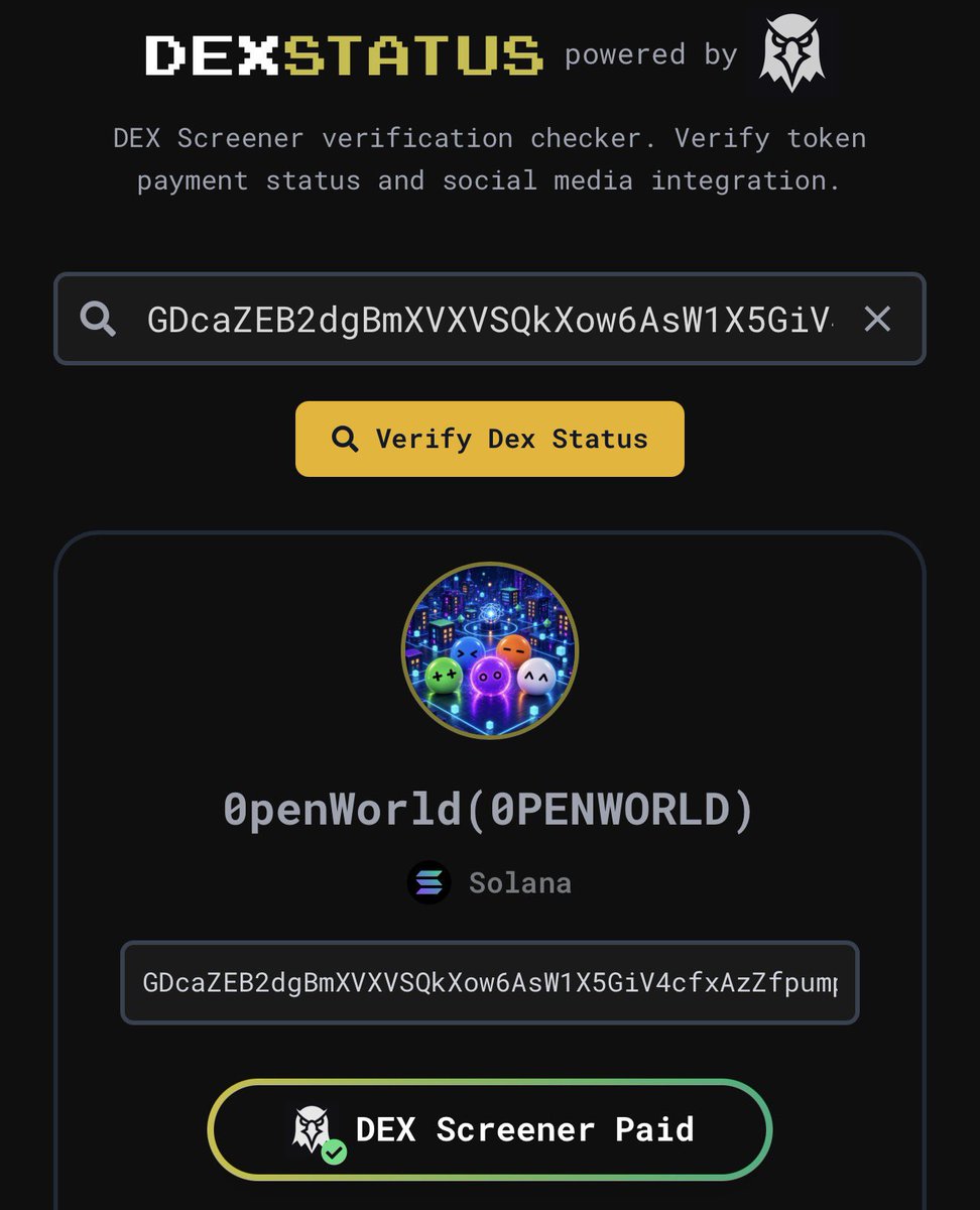 OPENWORLDFUN's tweet photo. DEX PAID https://t.co/VOjNOrAYQd