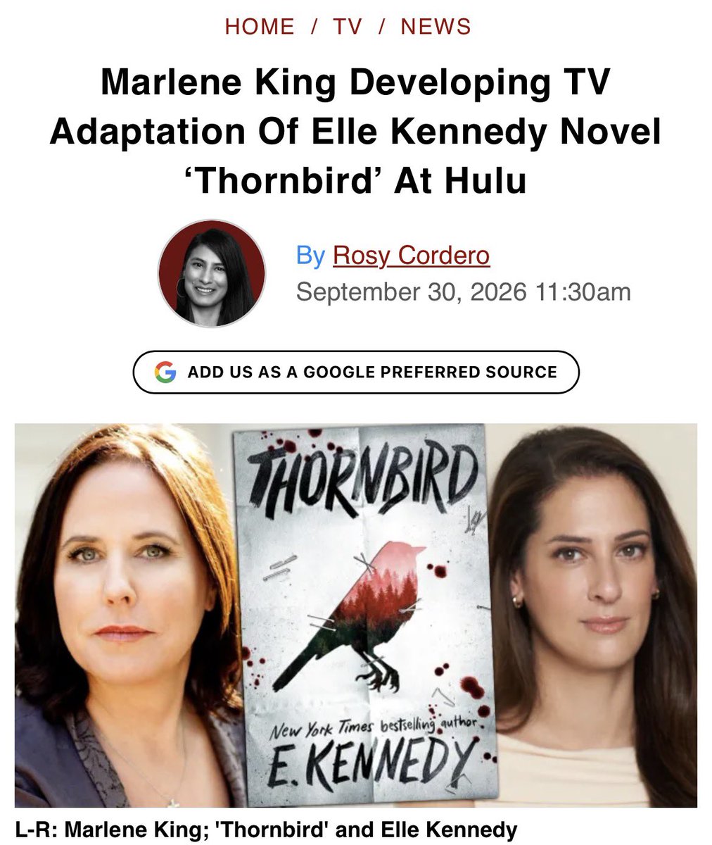 offcampusseries's tweet photo. Elle Kennedy now has three tv adaptations based on her books in the works!

Thornbird (TBD, Hulu)

Girl Abroad (TBD, A24)

Off Campus (2026-, Prime Video) https://t.co/sHrfOXamOX