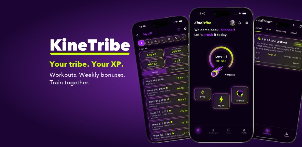 KineTribe_app's tweet photo. https://t.co/RmfIrahpX0 update live
🔥 Challenges: V1 just the beginning
🔥 App onboarding for new users 
📜 In-App guide: XP, Bonuses, Challenges 
Next features on roadmap dropping soon.
Update now, gather your Tribe.
@GaoApe @PabloDEFIT @RunnerFred @0xDebeliou @Sebast_Robin https://t.co/GEk8EcLmfF