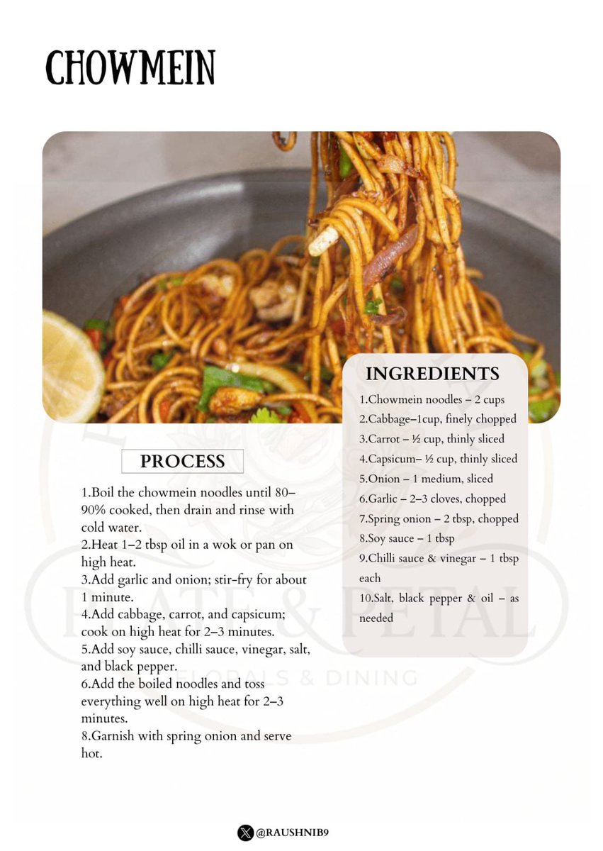 Raushnib9's tweet photo. #Chowmein #VegChowmein #Noodles #IndoChinese #VegRecipes #Foodie #PlateAndPetal 🍜✨ https://t.co/hsRlghr21q