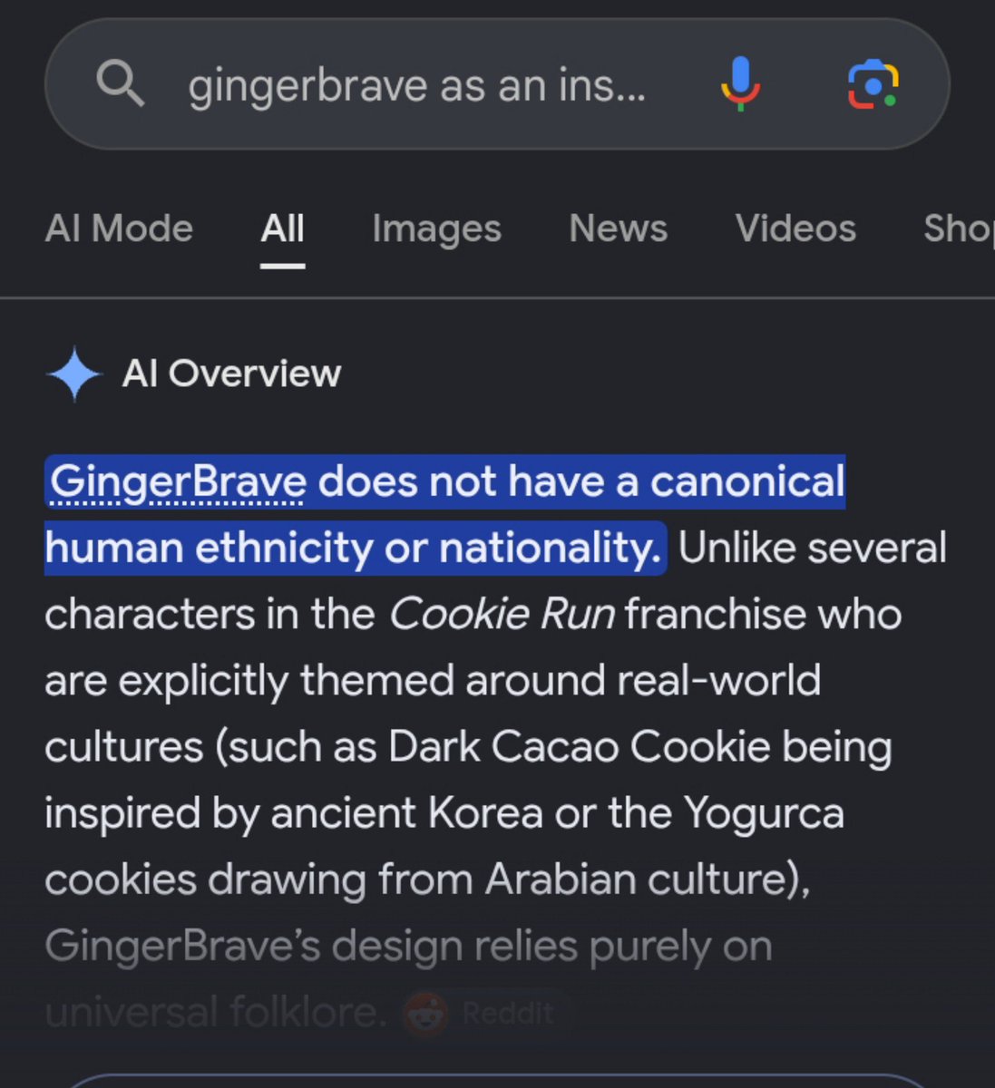 sc3nerave's tweet photo. since WHEN did gingerbrave represent a non-white character?

and even if that were the case, legoshi disliking a character has nothing to do with racism, he's just annoying as hell, even if the replaced gbc with golden cheese it would be better. https://t.co/k4DHlVSo6y