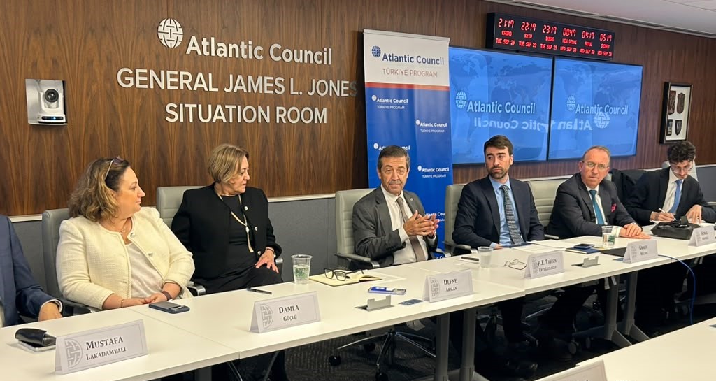 AC_TRprogram's tweet photo. It was a pleasure to host @KKTC_Disisleri's Minister H.E. Tahsin Ertuğruloğlu for an @AtlanticCouncil roundtable discussion on the Cyprus issue.  This was a great discussion to get the perspective of TRNC on one of the most important conflicts of the region. Thank you Mr. Minister for sharing your perspective with our audience.