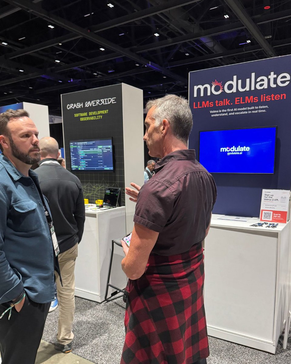 modulate_ai's tweet photo. Last week, we joined the developer community at @WeAreDevs in San Jose 🙌

Great conversations, new connections, and plenty of discussions around what’s next for AI, voice, and the developer ecosystem. https://t.co/tmeEvyNM5B