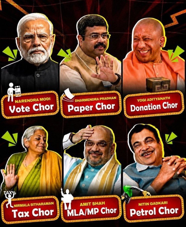 mcrangabcbilla's tweet photo. @_Sweet_Parul_ चंदा चोर, टोल चोर, टैक्स चोर, वोट चोर ये सब #BJParty में भरे हैं. https://t.co/gaFCIPL8If