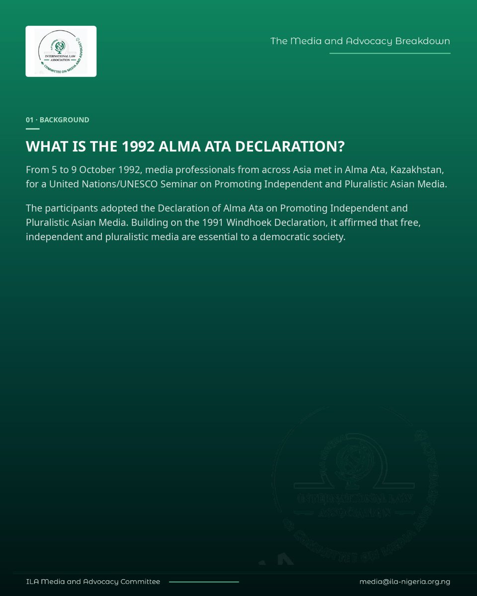MAC_ILANIG's tweet photo. In 1992, media professionals from across Asia gathered in Alma Ata, Kazakhstan, building on the principles of press freedom, independence and pluralism established at Windhoek the year before. https://t.co/vELa5lCCro