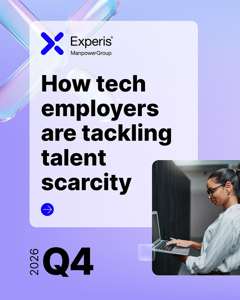 Experis's tweet photo. Talent scarcity continues to be a key challenge for Tech &amp; IT Services employers. 

Swipe through to see some of the top strategies employers are prioritizing, then download the report for the complete list, global hiring expectations, &amp; in-demand skills: https://t.co/bjgEbbpD6x https://t.co/U20l98yKES