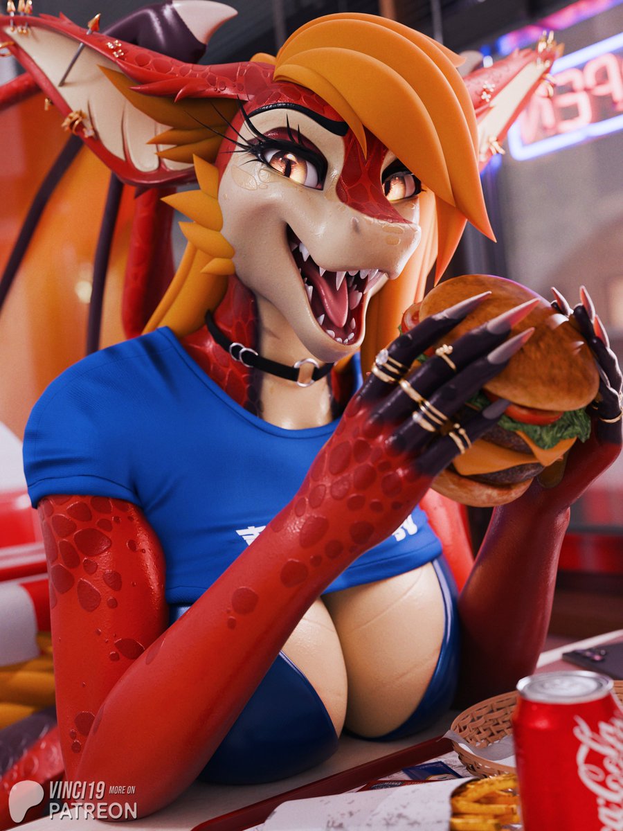 Vinci194's tweet photo. The Dragon has hamburger. They ask if you would like a bite? https://t.co/nsalV8V9jC