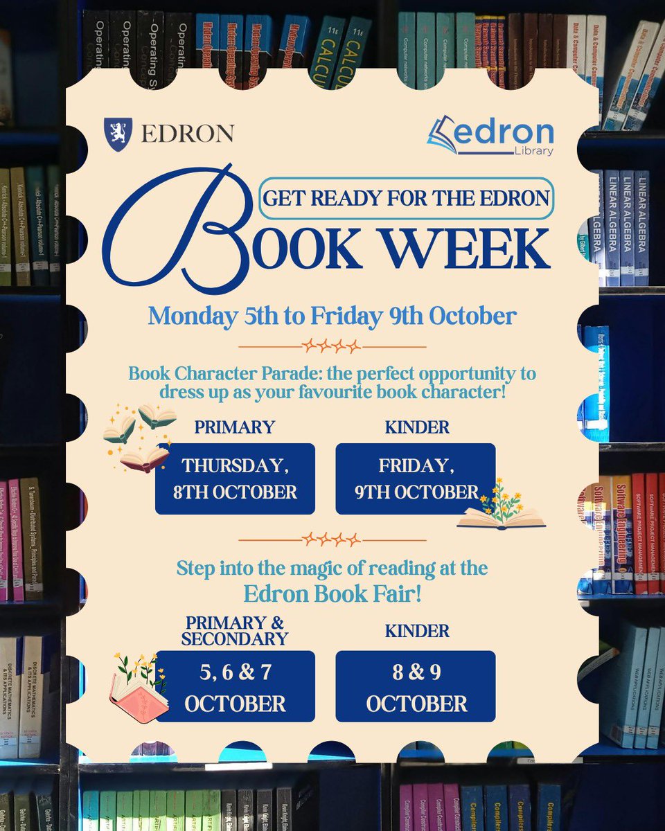 TheEdronAcademy's tweet photo. The countdown is on for one of our favourite weeks of the year! Join us as we dive into amazing stories, creative activities, and literary adventures across campus during Book Week.
#TheEdronAcademy #BookWeek2026 #ReadingIsMagic https://t.co/2A8JVZI7Ck