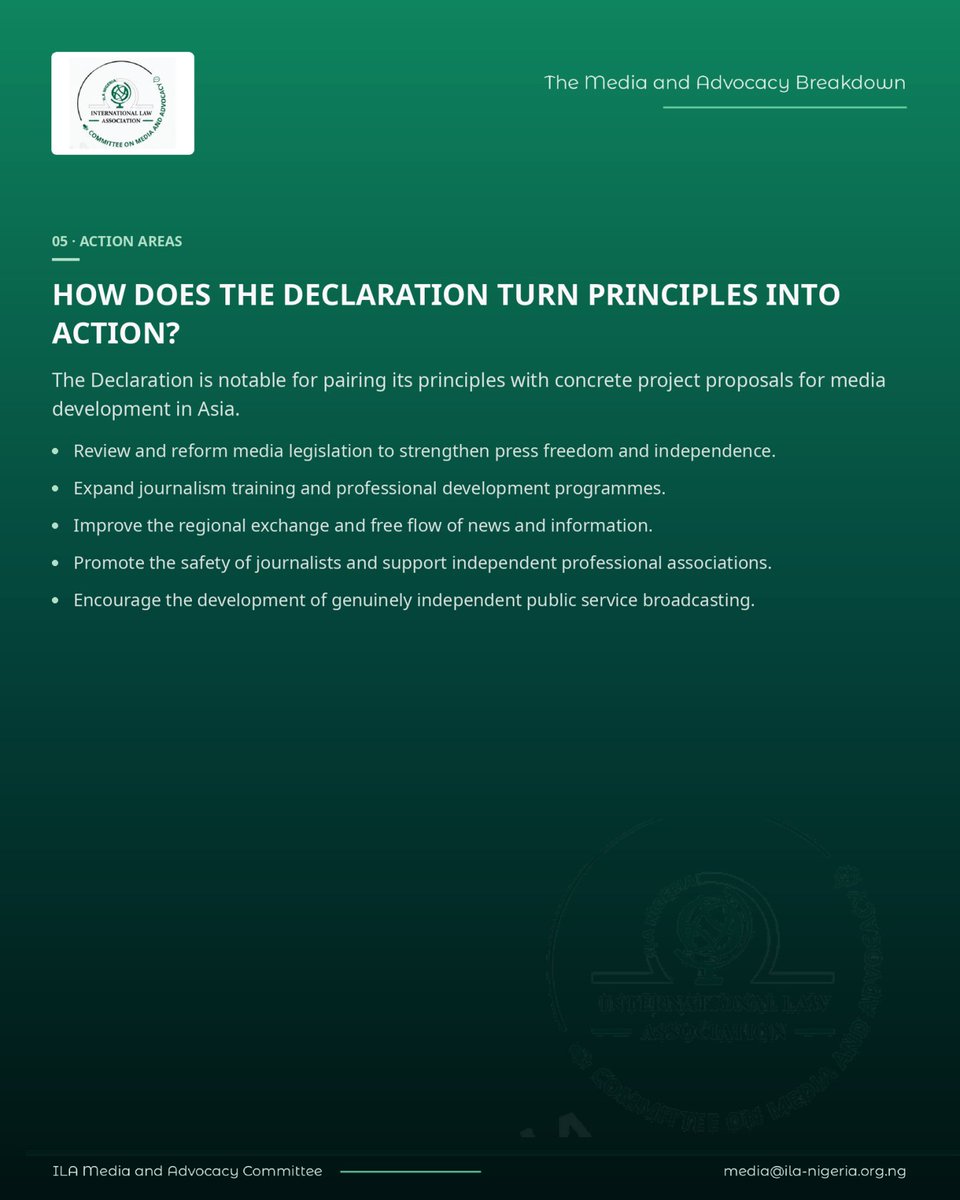 MAC_ILANIG's tweet photo. In this edition of The Media and Advocacy Breakdown, we look at the Alma Ata Declaration, the standards it advanced and the practical steps it proposed for strengthening independent and pluralistic media across Asia.
#ILANigeria #MediaAndAdvocacy #AlmaAtaDeclaration #PressFreedom https://t.co/7vo5crDDju