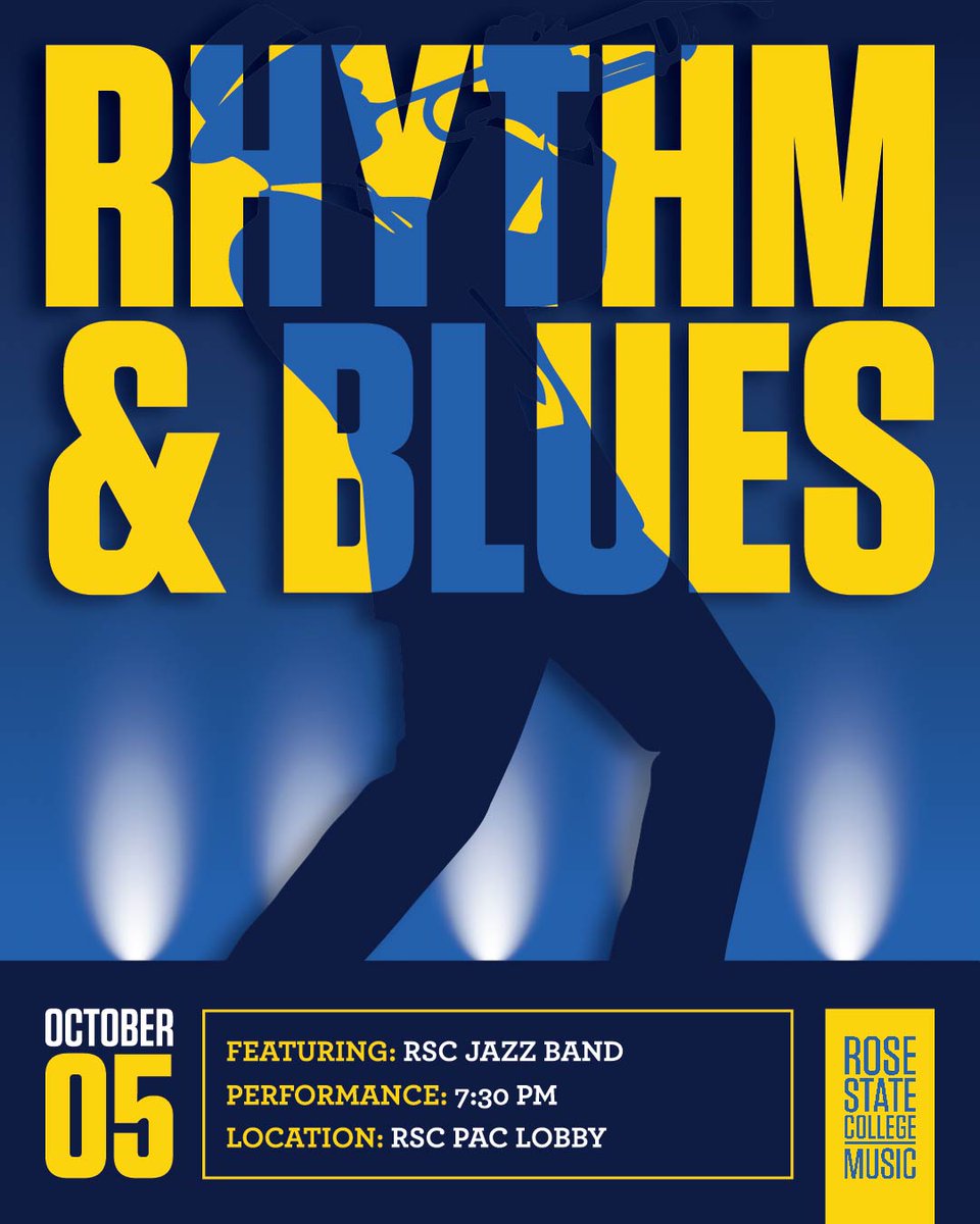 RoseState's tweet photo. Join the RSC Community Jazz Band on October 5 at 7:30 PM in the RSC Performing Arts Center Lobby for their concert, "Rhythm &amp; Blues." 

#RoseState https://t.co/bSNL2028MM