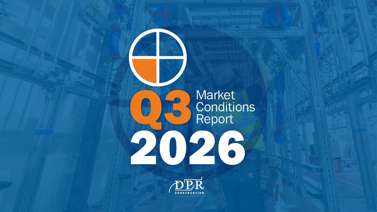 DPRConstruction's tweet photo. A growing trend is reshaping construction: projects across seemingly unrelated sectors are competing for the same skilled labor, power, equipment and materials. Explore these insights and more in our Q3 2026 Market Conditions Report: https://t.co/Frj0YTdb19 https://t.co/FGOS8nnFZH