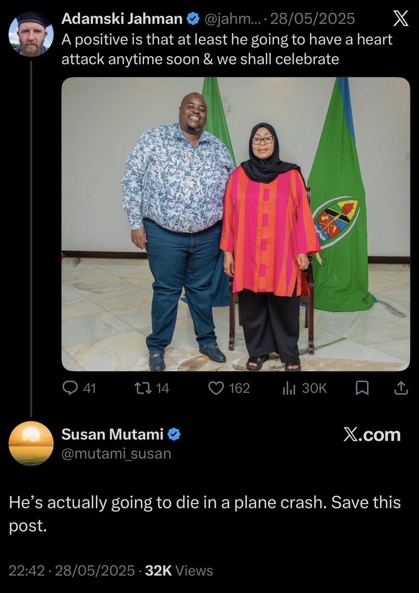MariaSTsehai's tweet photo. Jamani kuna taarifa ambayo serikali ya Zimbabwe haijathibitisha kuhusu abiria ila lwa uhakika helikopta imeanguka - watu wanasema ilikuwa imembeba Chivayo na mke wake 🧐
Ila kuna mtu alitabiri mwaka jana kuwa atakufa kwa ajali ya ndege! Aisee! 
Hebu tusikilizie …

Okk @mutami_susan I am freaking out if the news is real ..