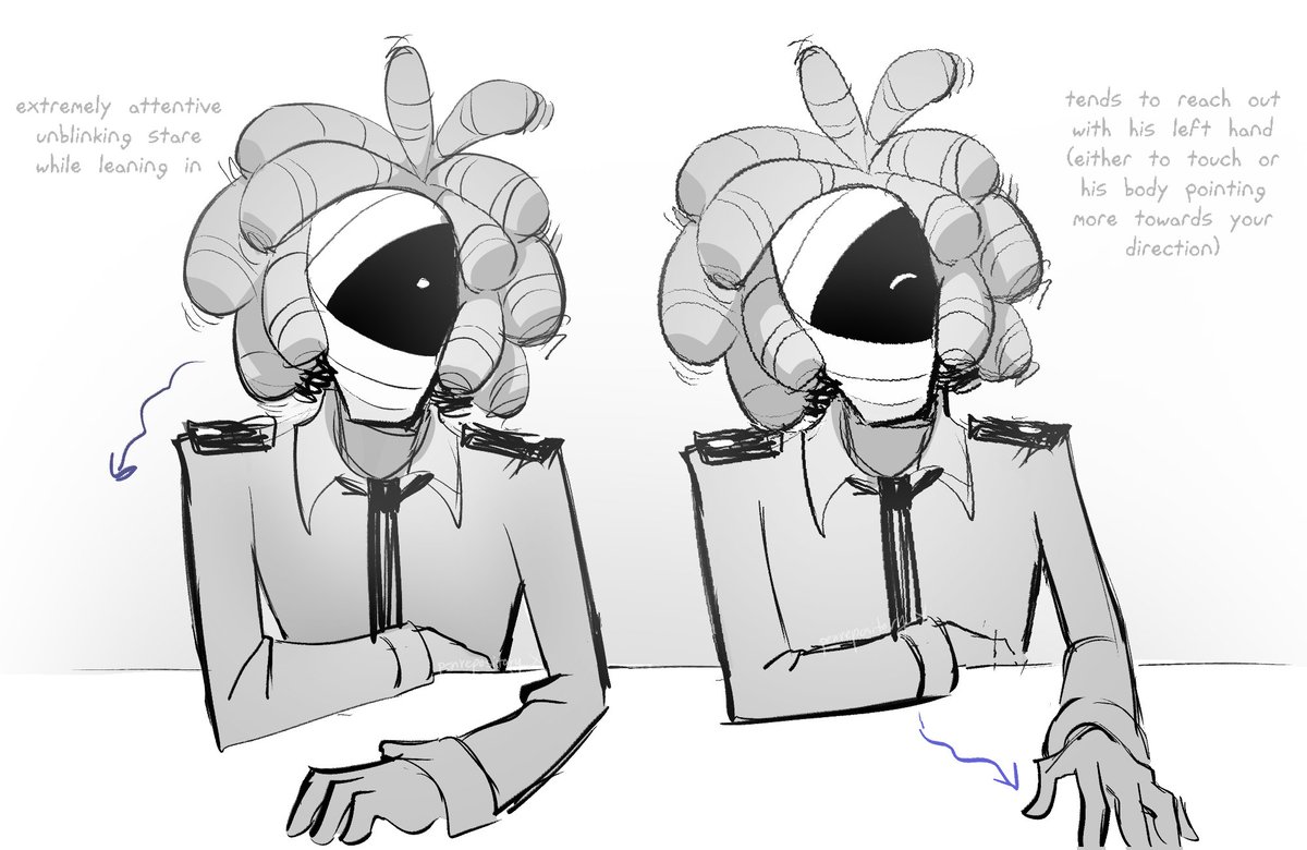 penrepository_X's tweet photo. my headcanons of the body language quirks the frickguards may have if they're perceiving someone / something they like https://t.co/Wm2SxUKF28