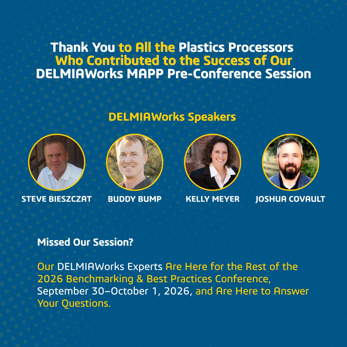 DELMIAWorks's tweet photo. We were excited to kick off MAPP’s 2026 Benchmarking &amp; Best Practices Conference for plastics processors with a great, interactive pre-conference session. #BenchCon26 https://t.co/4KrnDWdLR2