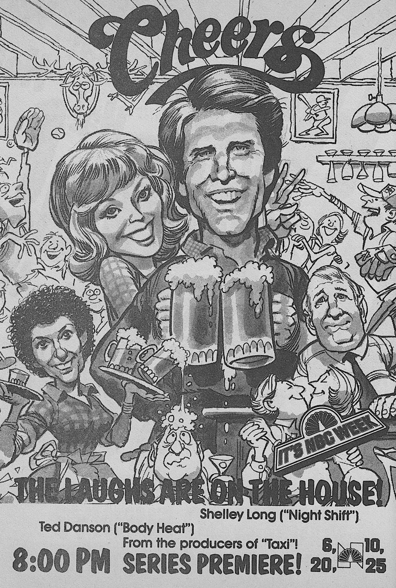 RetroNewsNow's tweet photo. 📺DEBUT: ‘Cheers’ premiered 44 years ago, September 30, 1982, on NBC https://t.co/iZfLBKa0PP